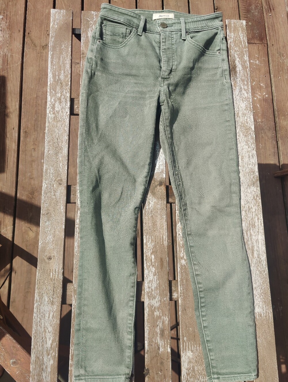 Revtown High Waist Skinny Jean English Green Stretch Petite Short Durable